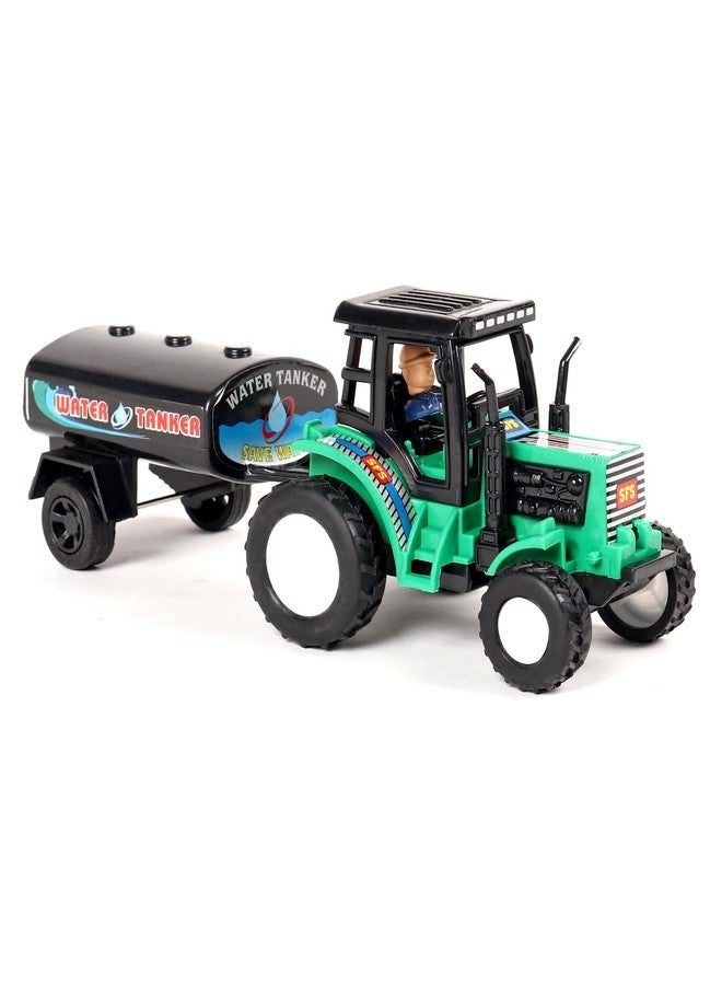 Shinsei Tractor Water Tanker Maintenance Free Pullback Spring Action Race Toy Gift for Boys 3+ Years. Strong ABS Plastic, NO Sharp Edges, BIS Certified. Pack of 1, Color Green - Image 1